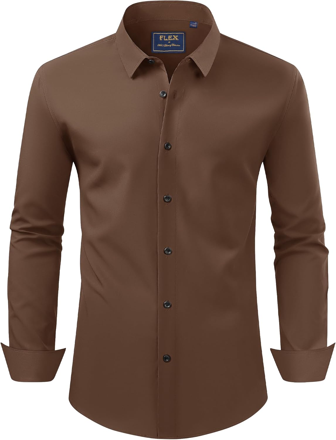 Men's Dress Shirts Stretch Long Sleeve Formal Shirt Solid Button Down Shirts - Picture 40 of 129