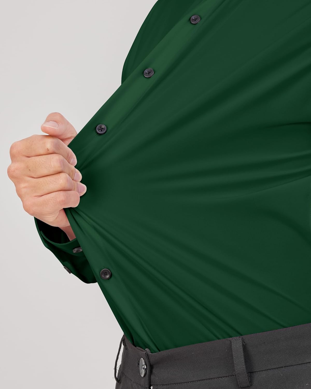 Men's Dress Shirts Stretch Long Sleeve Formal Shirt Solid Button Down Shirts - Picture 46 of 129