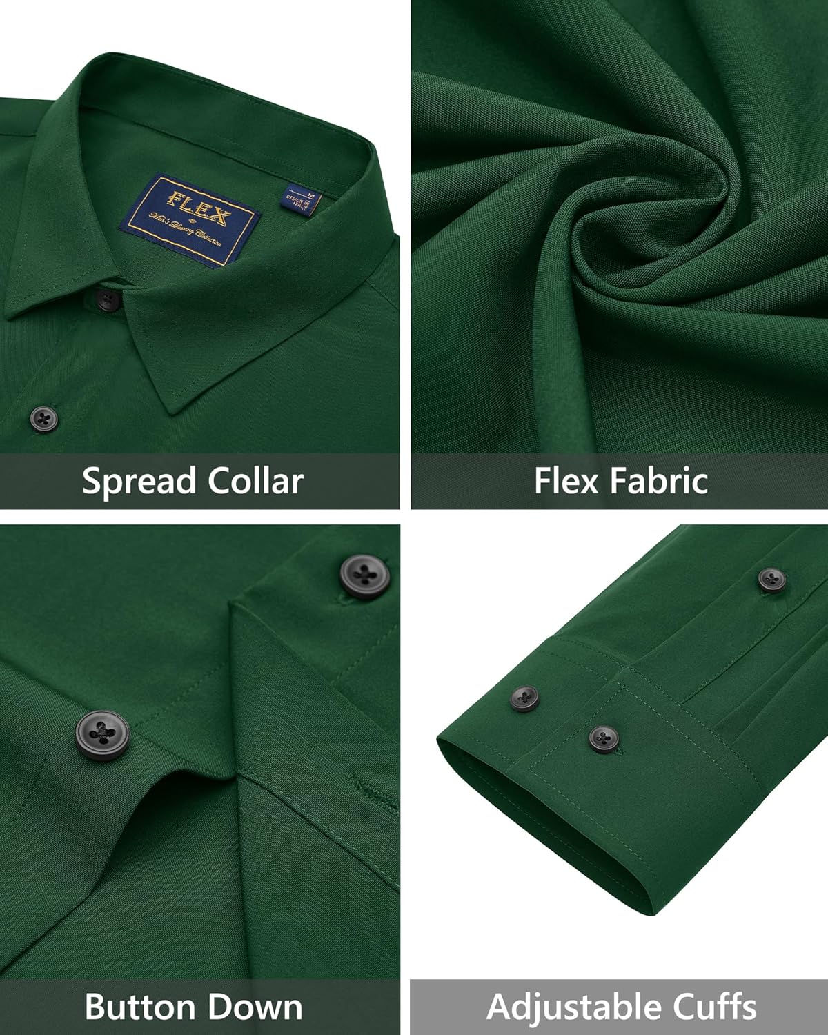 Men's Dress Shirts Stretch Long Sleeve Formal Shirt Solid Button Down Shirts - Picture 49 of 129