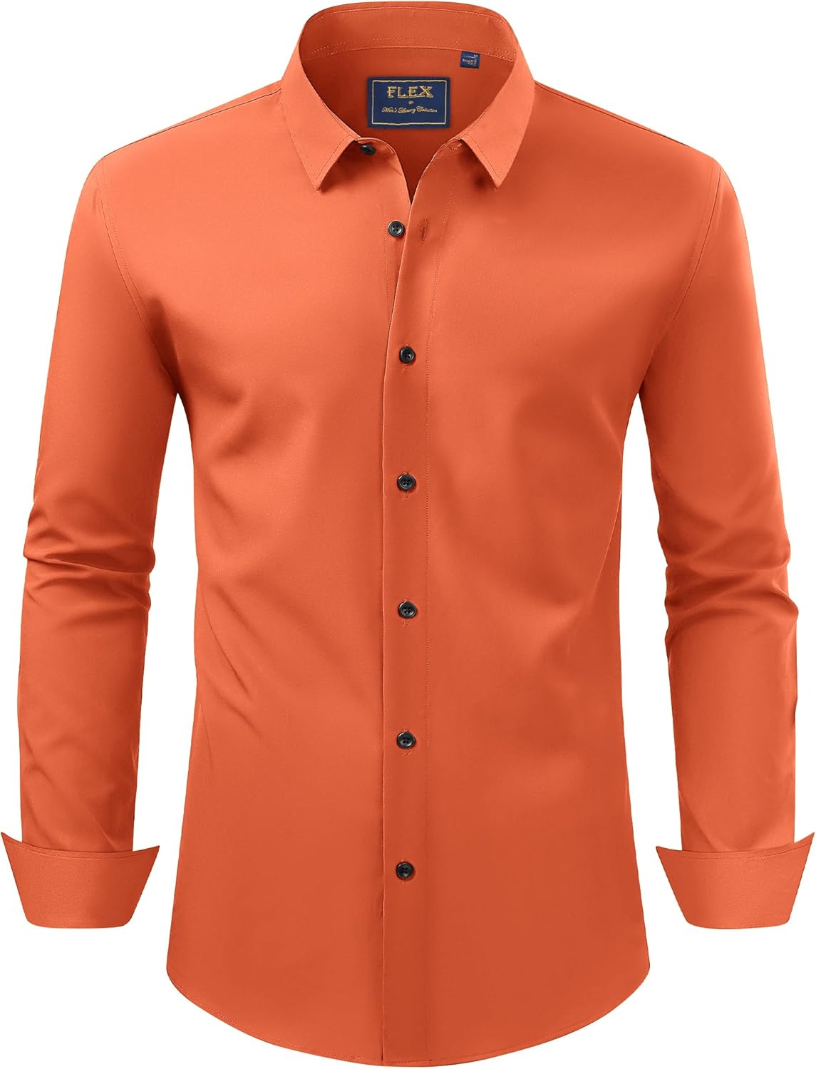 Men's Dress Shirts Stretch Long Sleeve Formal Shirt Solid Button Down Shirts - Picture 50 of 129
