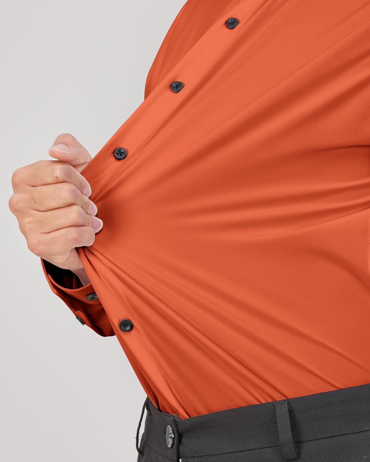 Men's Dress Shirts Stretch Long Sleeve Formal Shirt Solid Button Down Shirts - Picture 51 of 129