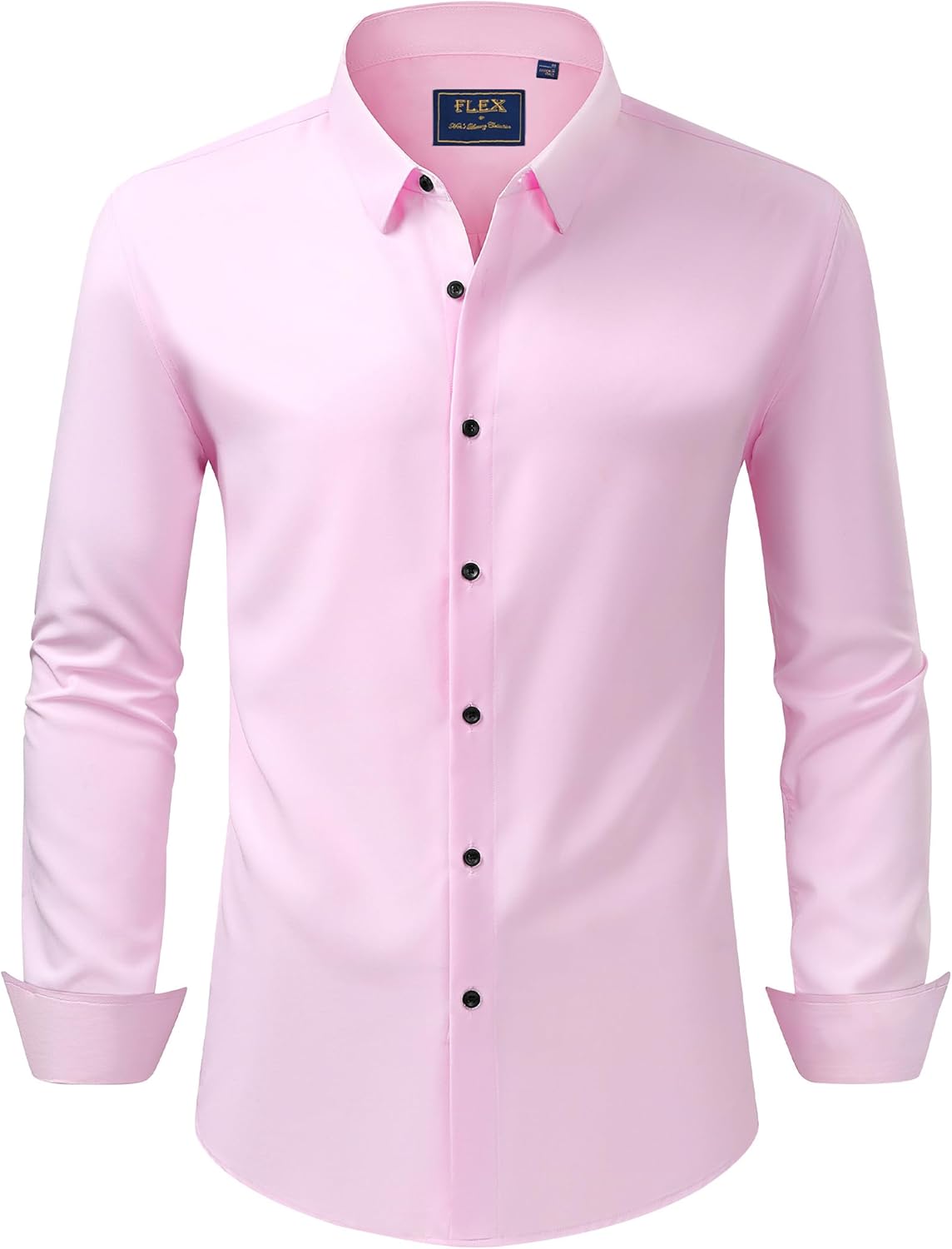 Men's Dress Shirts Stretch Long Sleeve Formal Shirt Solid Button Down Shirts - Picture 55 of 129