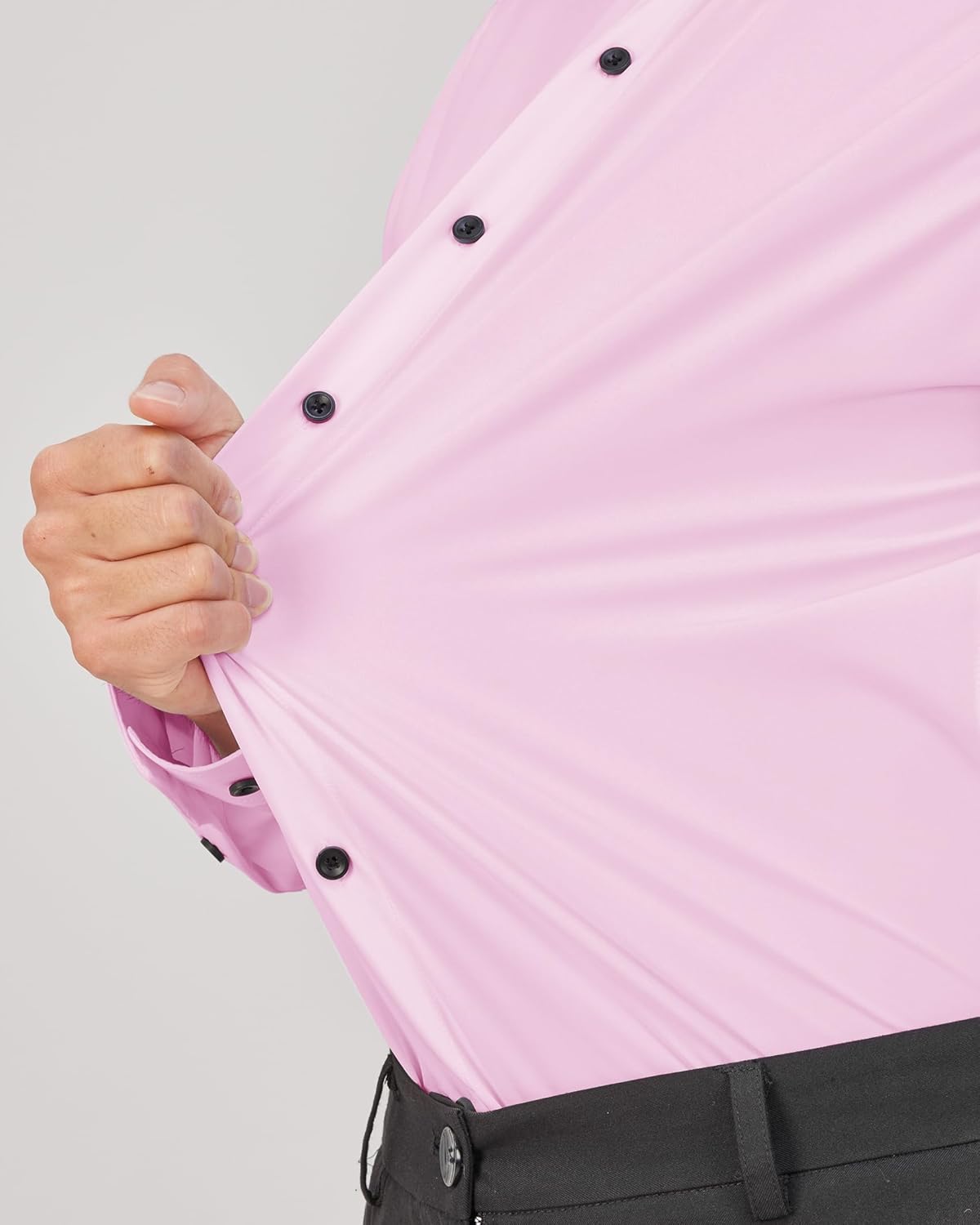 Men's Dress Shirts Stretch Long Sleeve Formal Shirt Solid Button Down Shirts - Picture 56 of 129