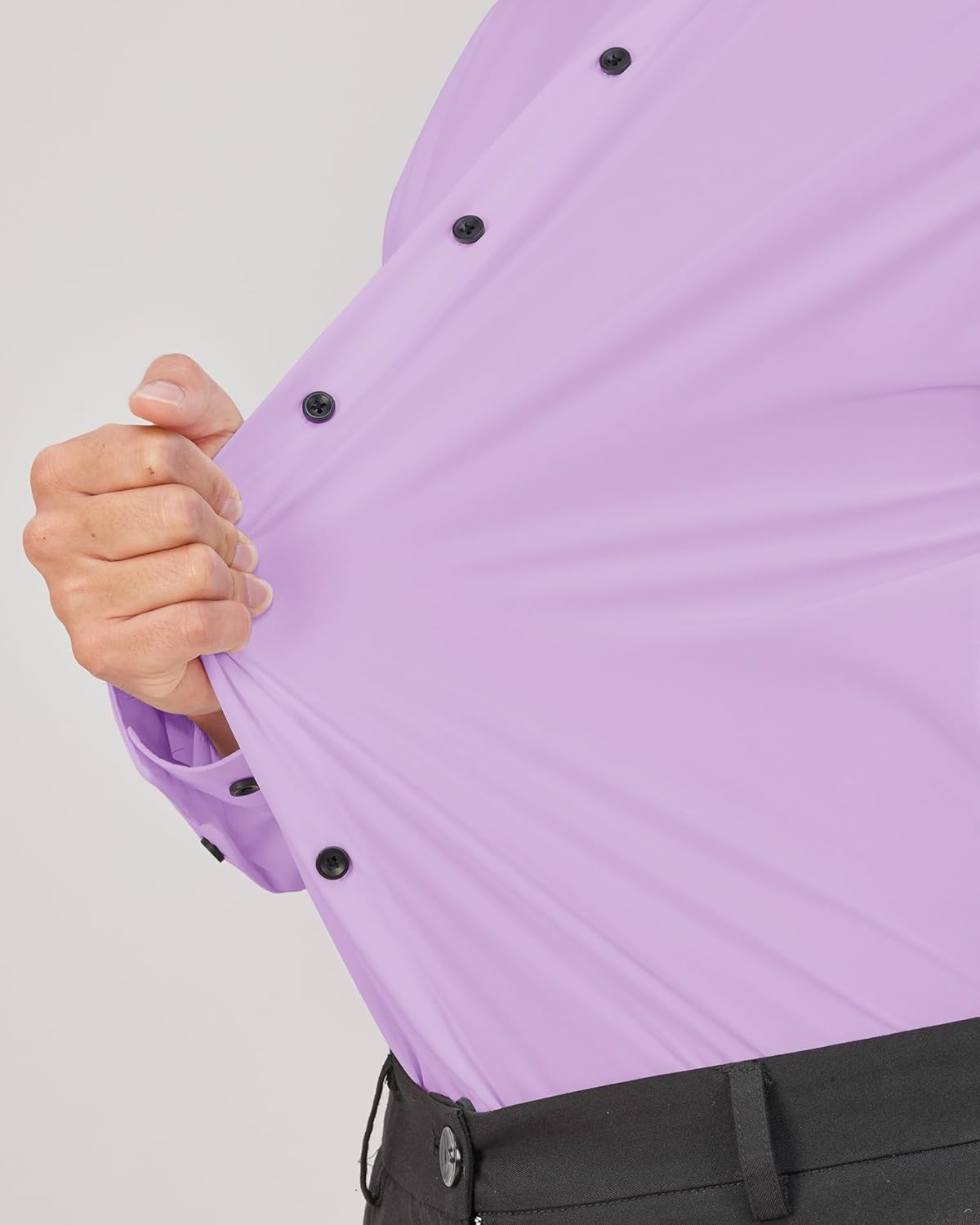 Men's Dress Shirts Stretch Long Sleeve Formal Shirt Solid Button Down Shirts - Picture 61 of 129