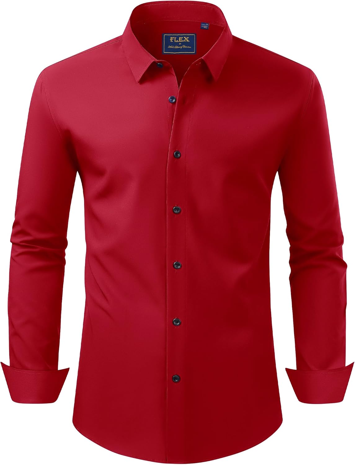 Men's Dress Shirts Stretch Long Sleeve Formal Shirt Solid Button Down Shirts - Picture 65 of 129