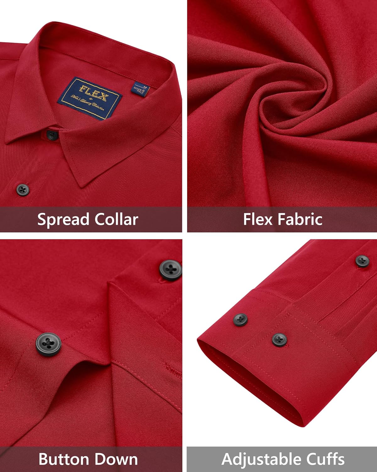 Men's Dress Shirts Stretch Long Sleeve Formal Shirt Solid Button Down Shirts - Picture 69 of 129