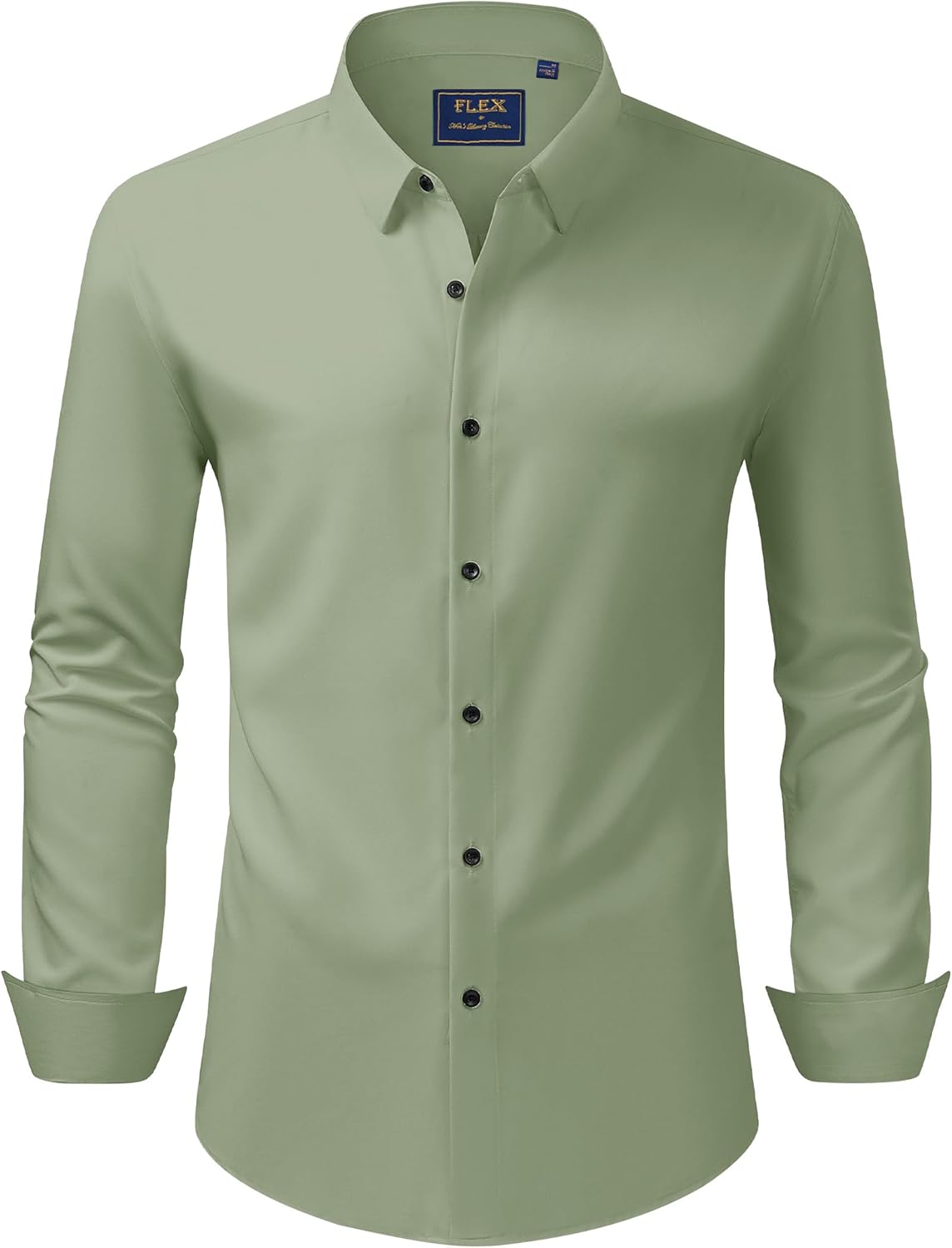 Men's Dress Shirts Stretch Long Sleeve Formal Shirt Solid Button Down Shirts - Picture 70 of 129