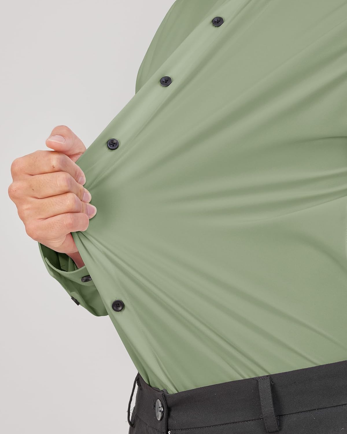 Men's Dress Shirts Stretch Long Sleeve Formal Shirt Solid Button Down Shirts - Picture 71 of 129