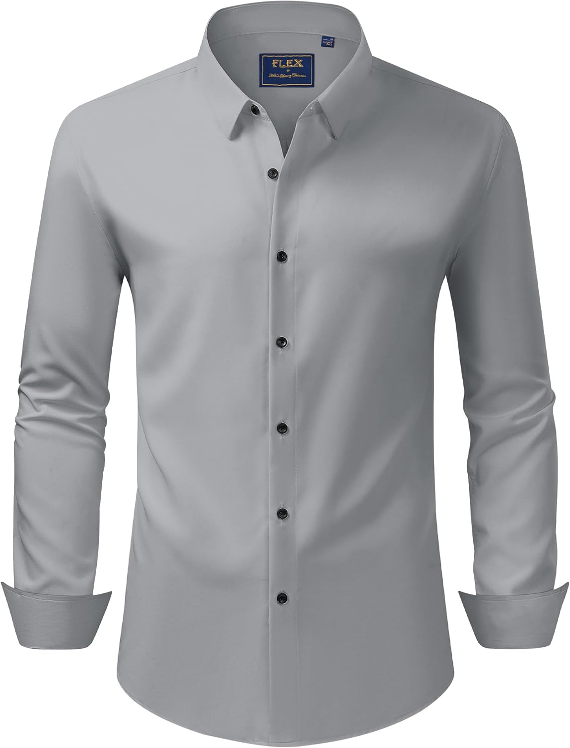 Men's Dress Shirts Stretch Long Sleeve Formal Shirt Solid Button Down Shirts - Picture 75 of 129