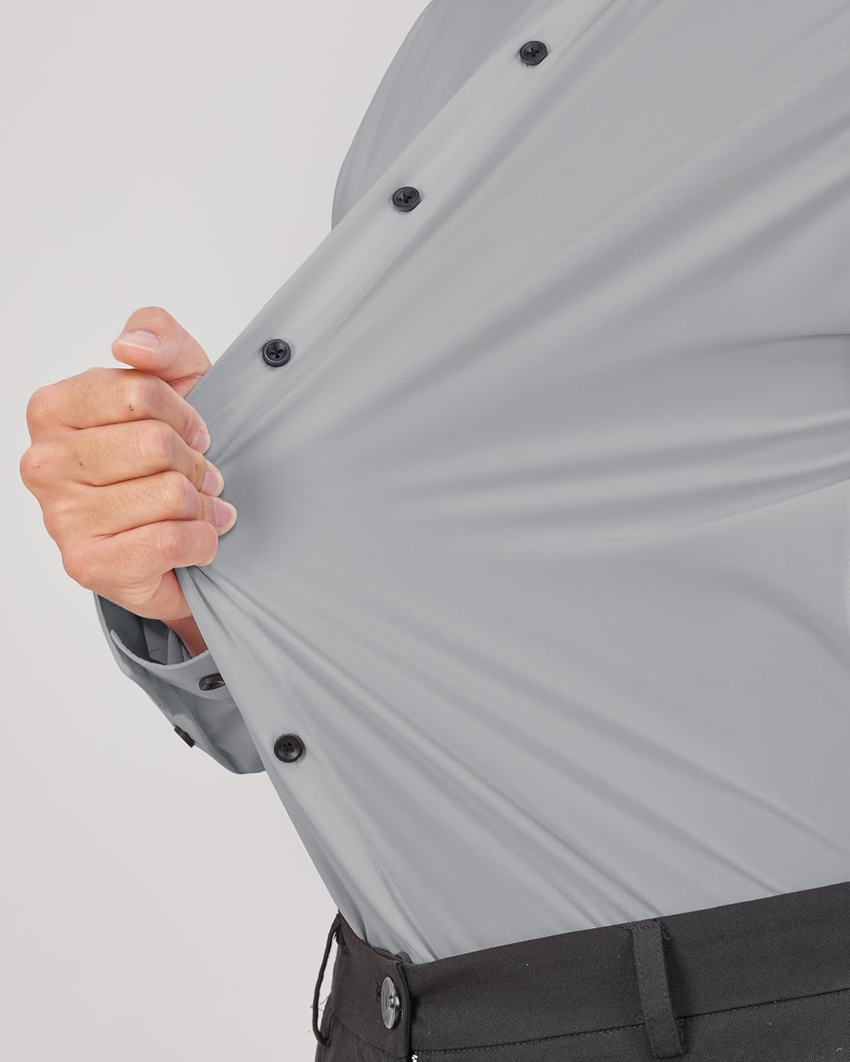 Men's Dress Shirts Stretch Long Sleeve Formal Shirt Solid Button Down Shirts - Picture 76 of 129