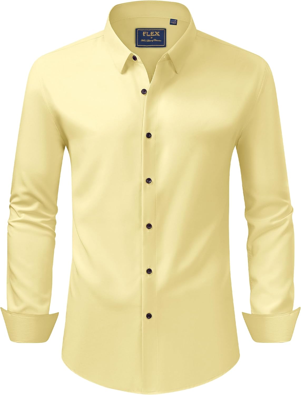 Men's Dress Shirts Stretch Long Sleeve Formal Shirt Solid Button Down Shirts - Picture 80 of 129