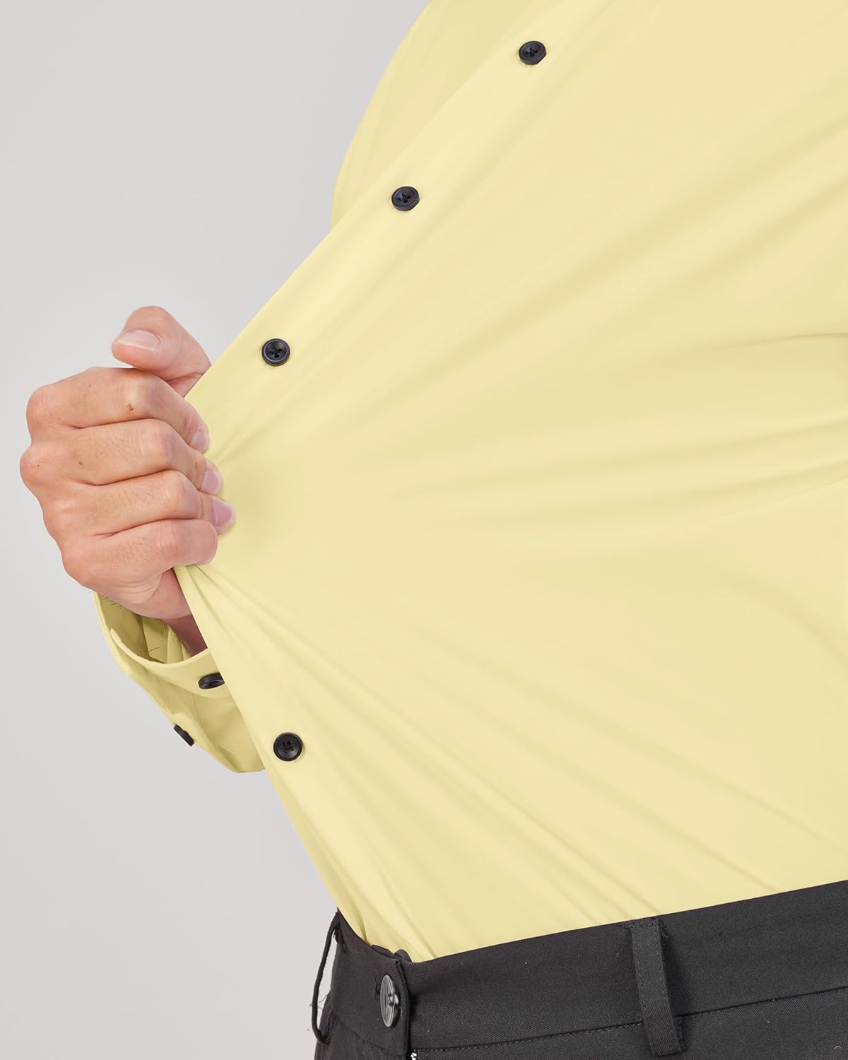 Men's Dress Shirts Stretch Long Sleeve Formal Shirt Solid Button Down Shirts - Picture 81 of 129