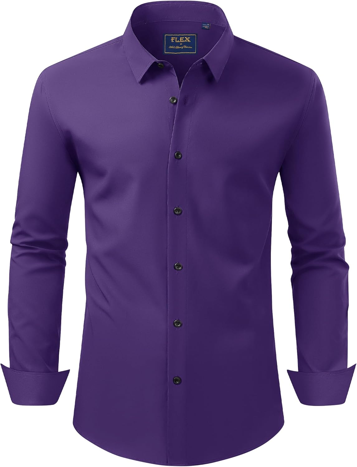 Men's Dress Shirts Stretch Long Sleeve Formal Shirt Solid Button Down Shirts - Picture 85 of 129