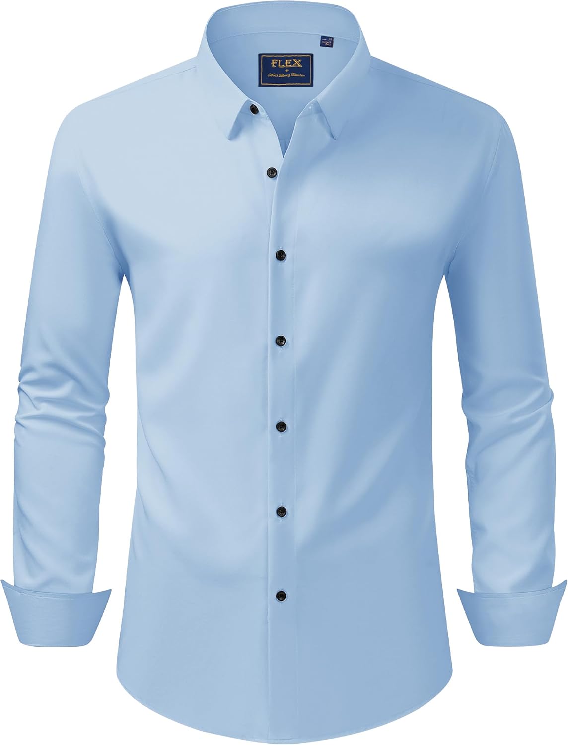 Men's Dress Shirts Stretch Long Sleeve Formal Shirt Solid Button Down Shirts - Picture 90 of 129