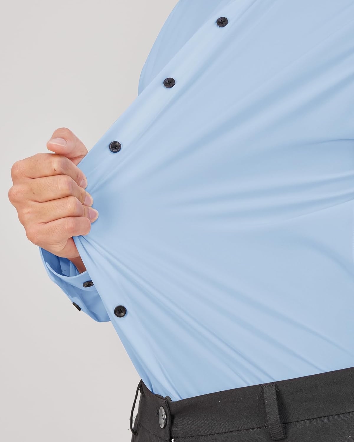 Men's Dress Shirts Stretch Long Sleeve Formal Shirt Solid Button Down Shirts - Picture 91 of 129
