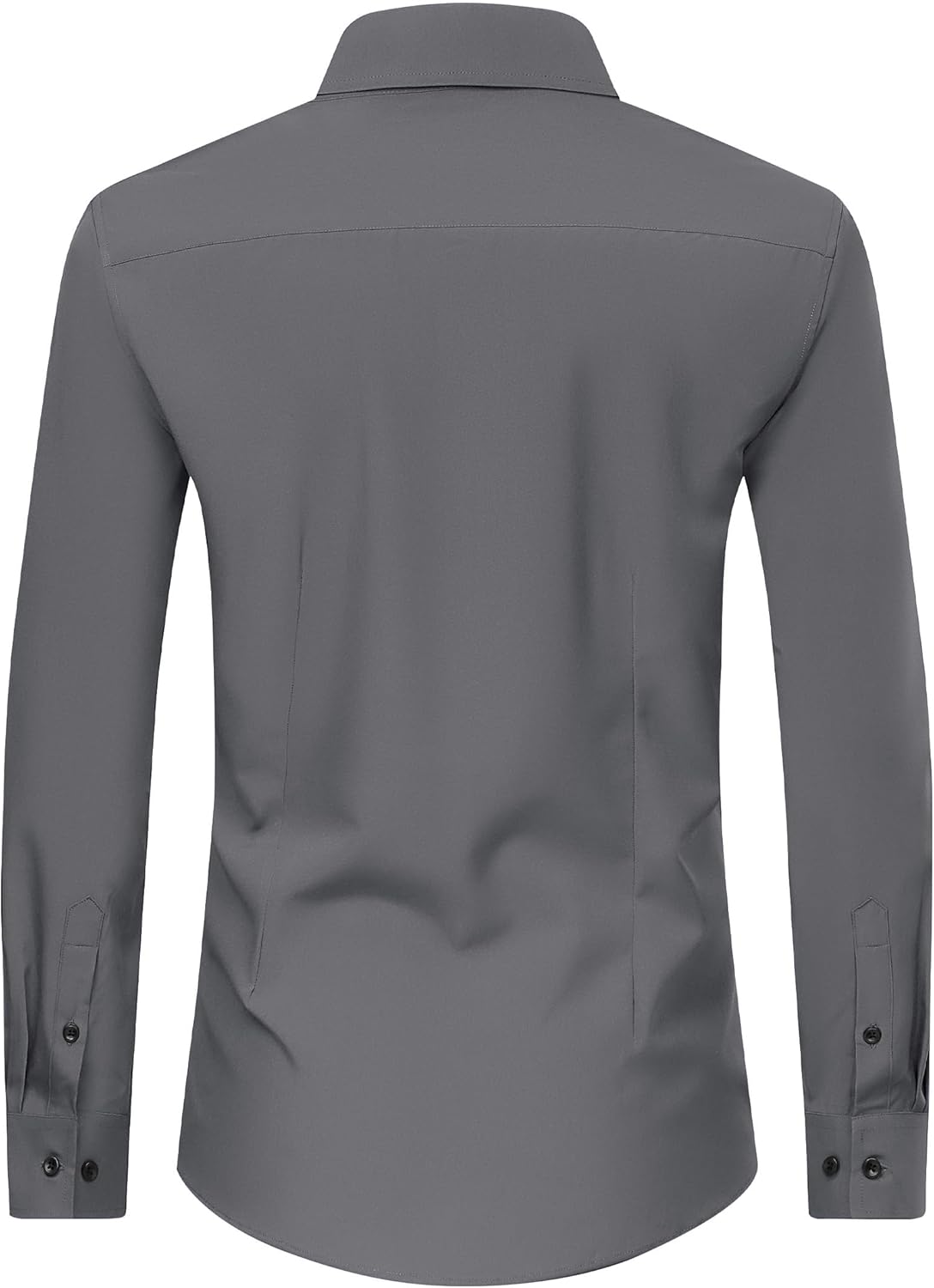 Men's Dress Shirts Stretch Long Sleeve Formal Shirt Solid Button Down Shirts - Picture 102 of 129