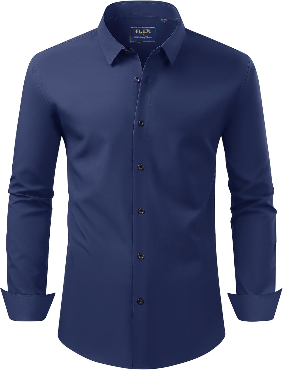 Men's Dress Shirts Stretch Long Sleeve Formal Shirt Solid Button Down Shirts - Picture 105 of 129