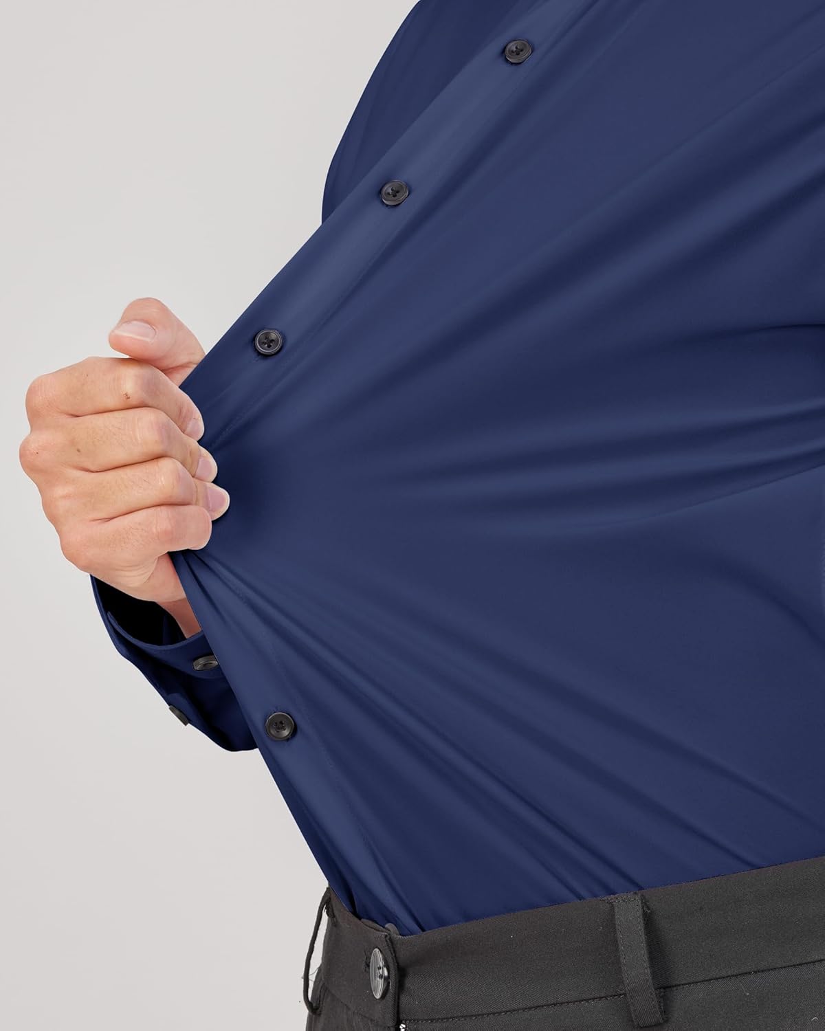 Men's Dress Shirts Stretch Long Sleeve Formal Shirt Solid Button Down Shirts - Picture 106 of 129