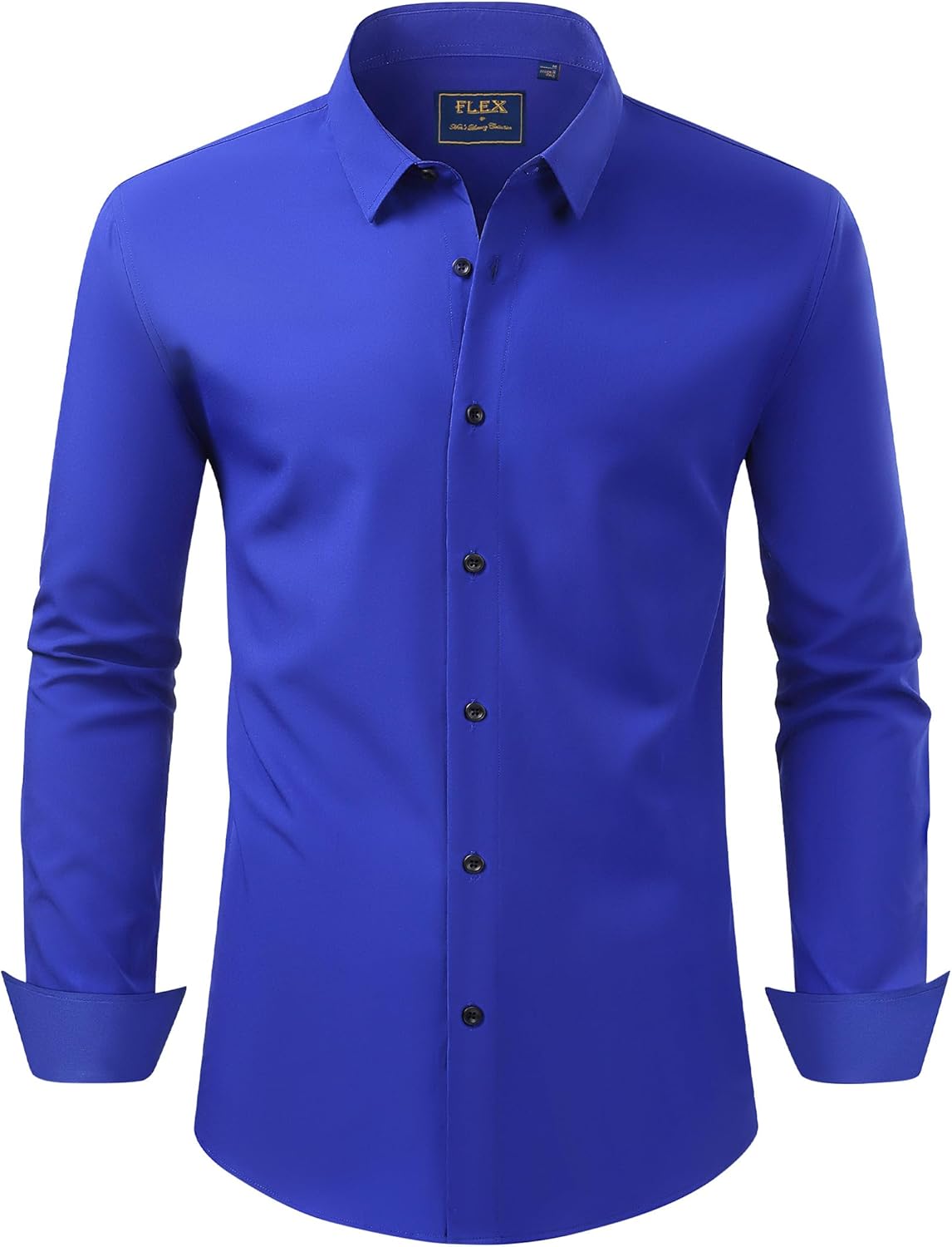Men's Dress Shirts Stretch Long Sleeve Formal Shirt Solid Button Down Shirts - Picture 110 of 129