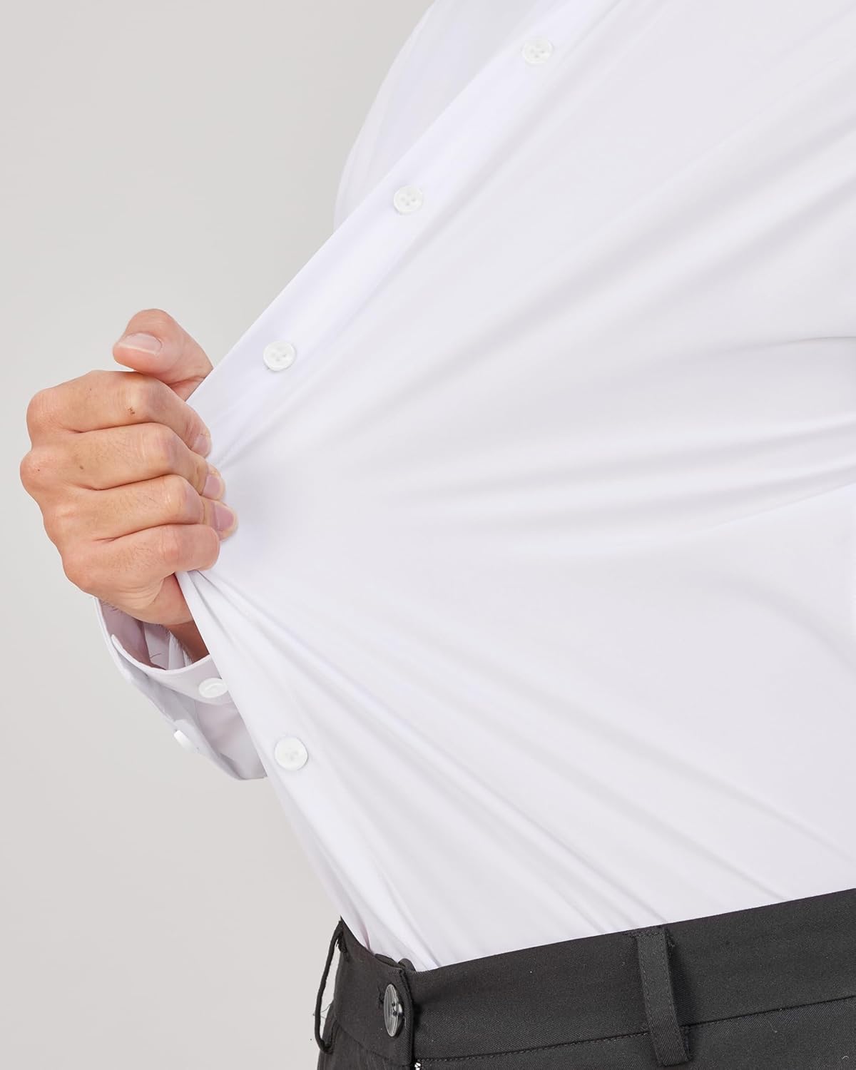 Men's Dress Shirts Stretch Long Sleeve Formal Shirt Solid Button Down Shirts - Picture 116 of 129