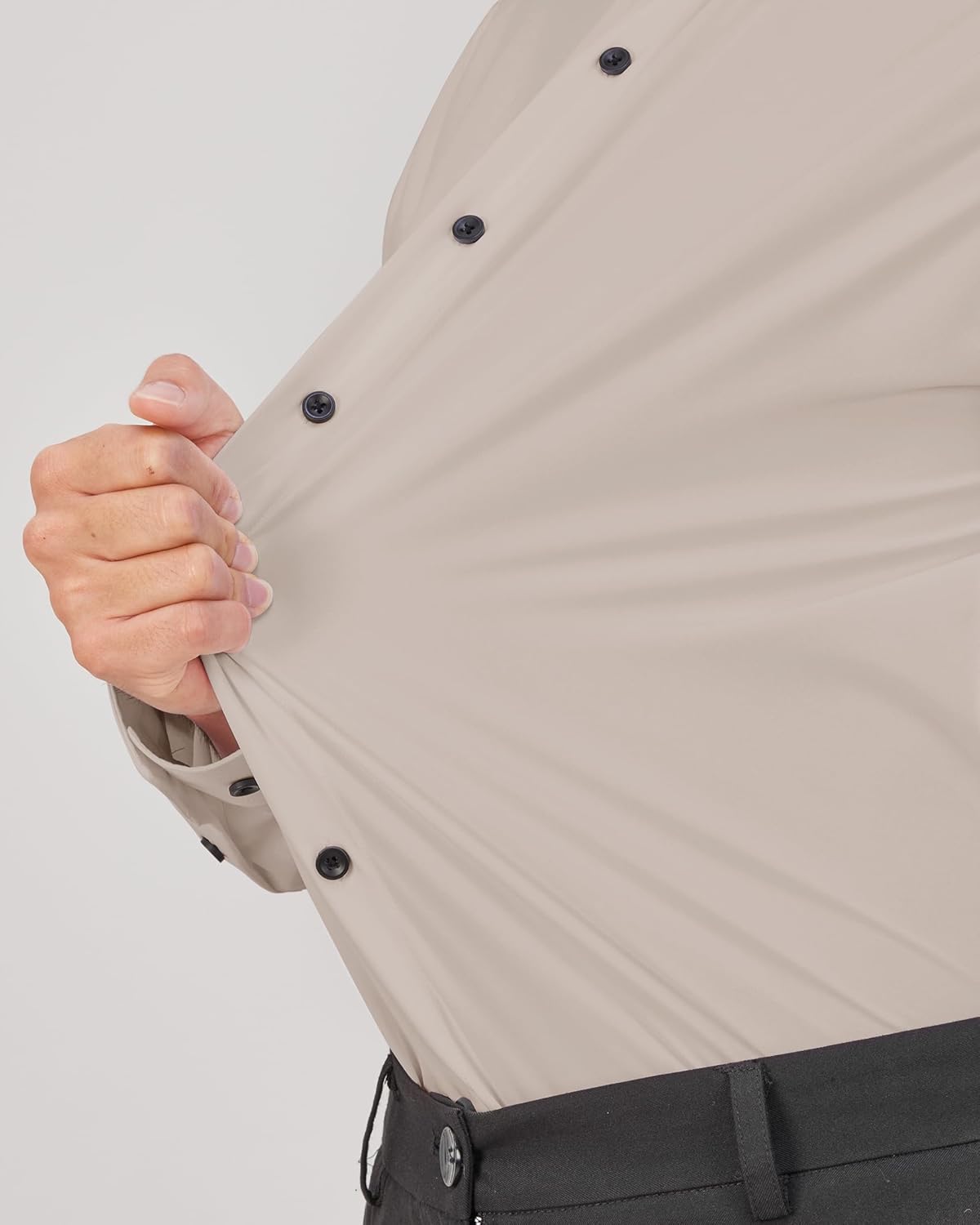 Men's Dress Shirts Stretch Long Sleeve Formal Shirt Solid Button Down Shirts - Picture 121 of 129