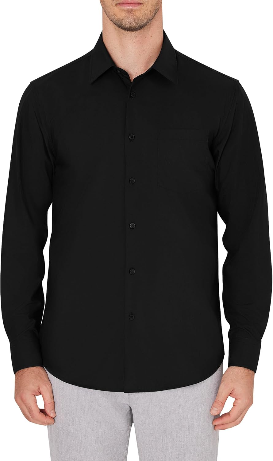 Men's Dress Shirts Wrinkle Free Long Sleeve Formal Shirt Solid Button Down Shirt - Picture 29 of 126