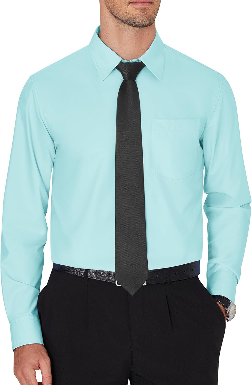 Men's Dress Shirts Wrinkle Free Long Sleeve Formal Shirt Solid Button Down Shirt - Picture 31 of 126