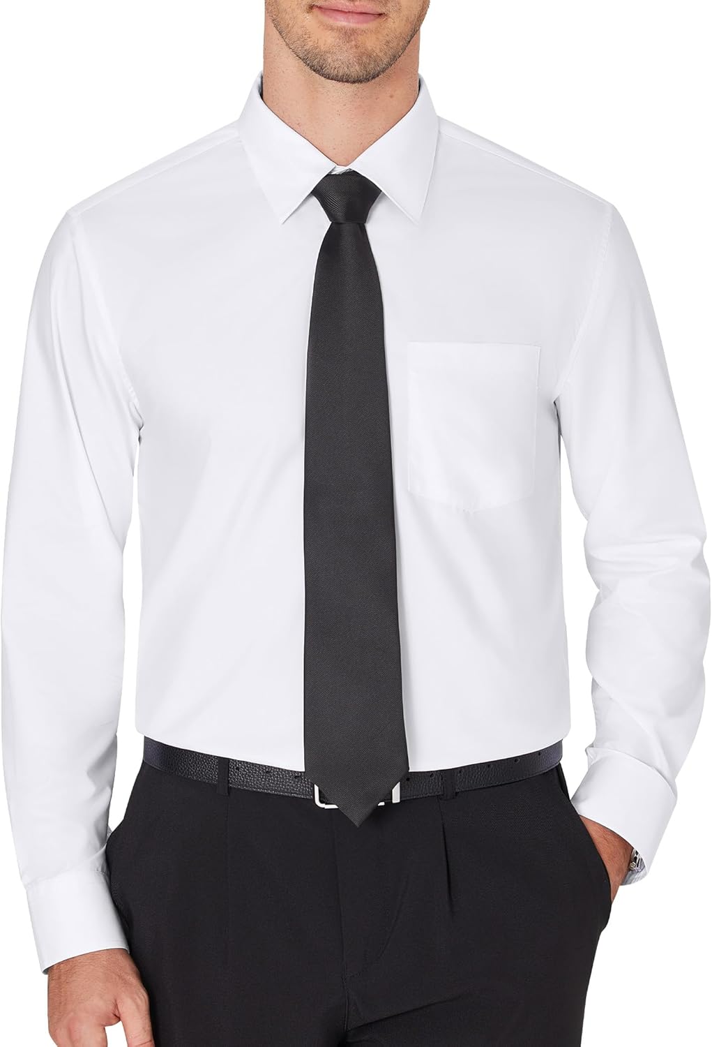 Men's Dress Shirts Wrinkle Free Long Sleeve Formal Shirt Solid Button Down Shirt - Picture 37 of 126