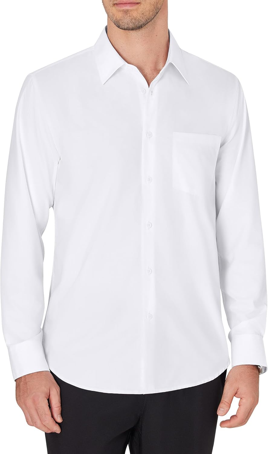 Men's Dress Shirts Wrinkle Free Long Sleeve Formal Shirt Solid Button Down Shirt - Picture 41 of 126