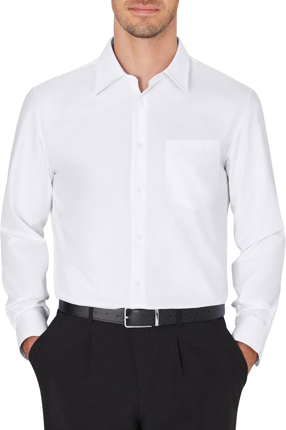 Men's Dress Shirts Wrinkle Free Long Sleeve Formal Shirt Solid Button Down Shirt - Picture 42 of 126