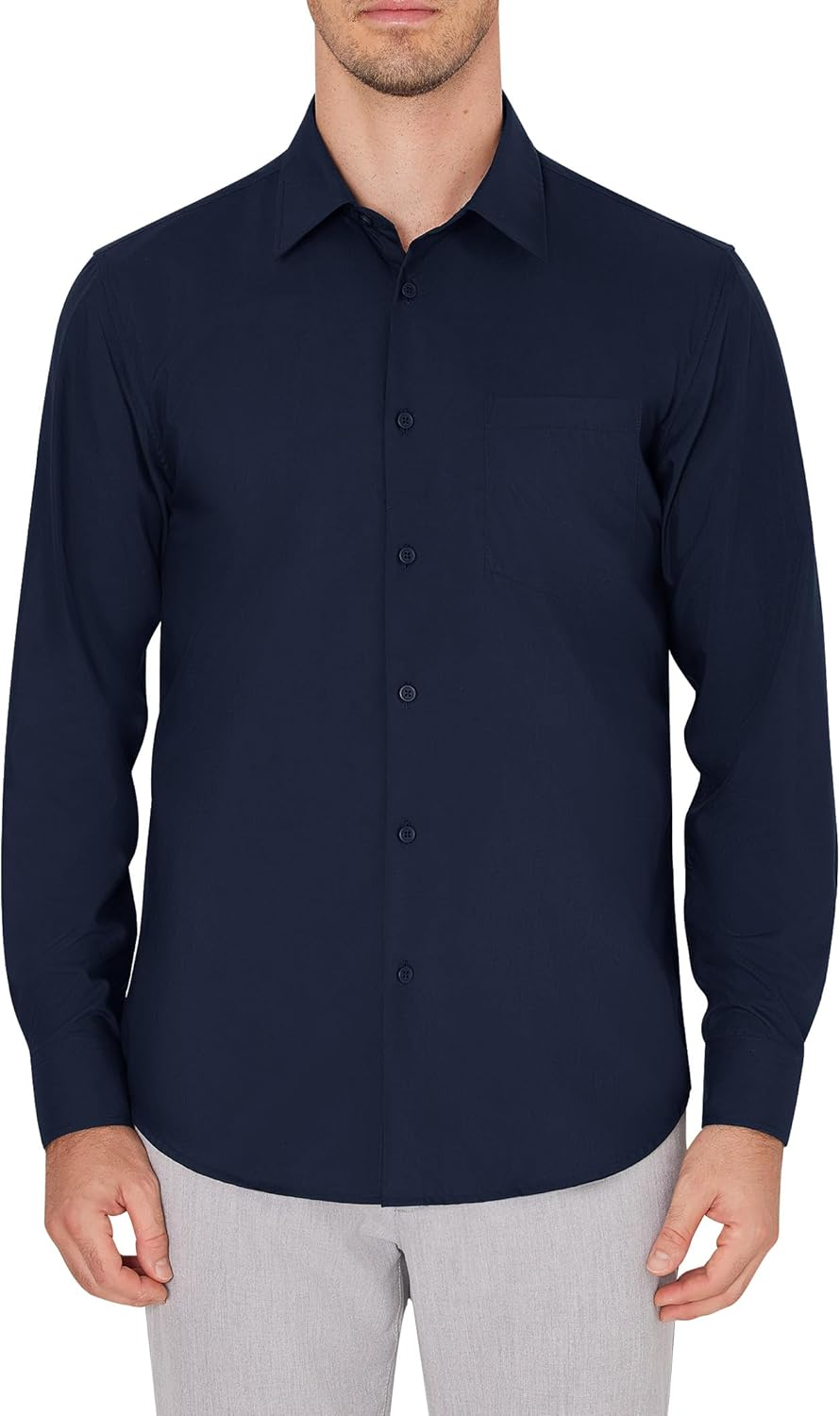 Men's Dress Shirts Wrinkle Free Long Sleeve Formal Shirt Solid Button Down Shirt - Picture 47 of 126