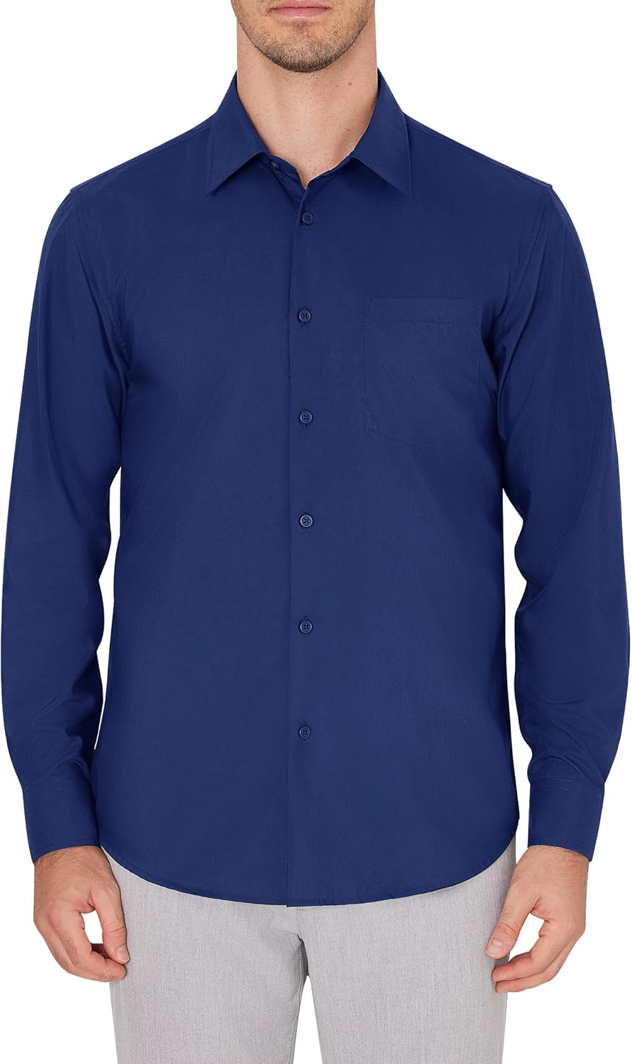 Men's Dress Shirts Wrinkle Free Long Sleeve Formal Shirt Solid Button Down Shirt - Picture 59 of 126