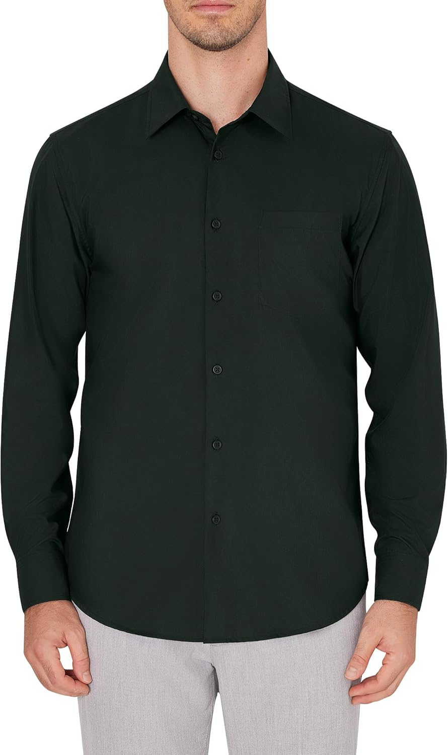 Men's Dress Shirts Wrinkle Free Long Sleeve Formal Shirt Solid Button Down Shirt - Picture 65 of 126