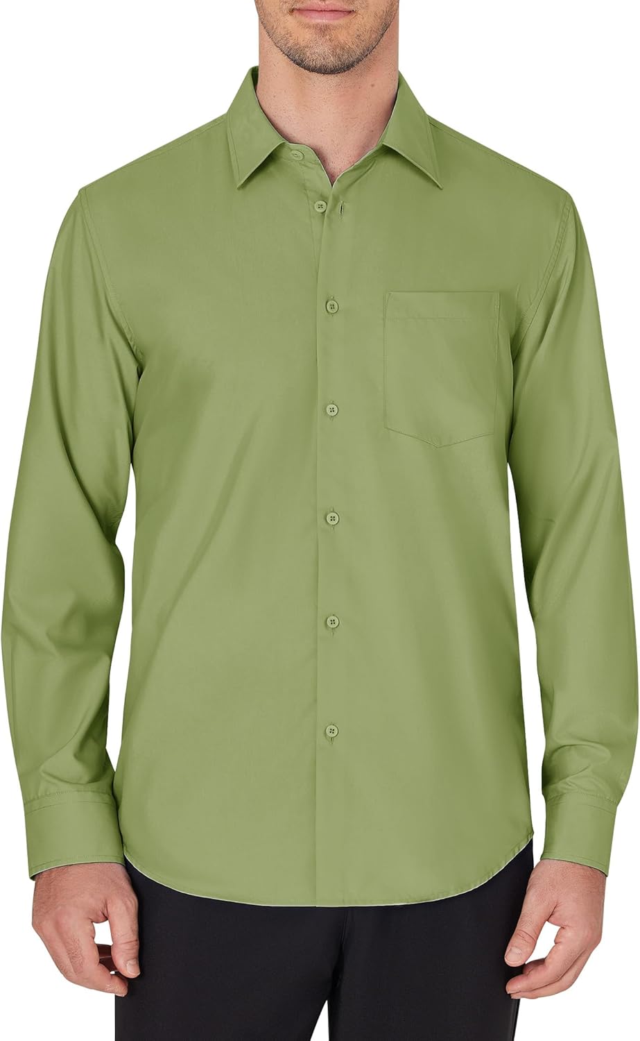 Men's Dress Shirts Wrinkle Free Long Sleeve Formal Shirt Solid Button Down Shirt - Picture 71 of 126