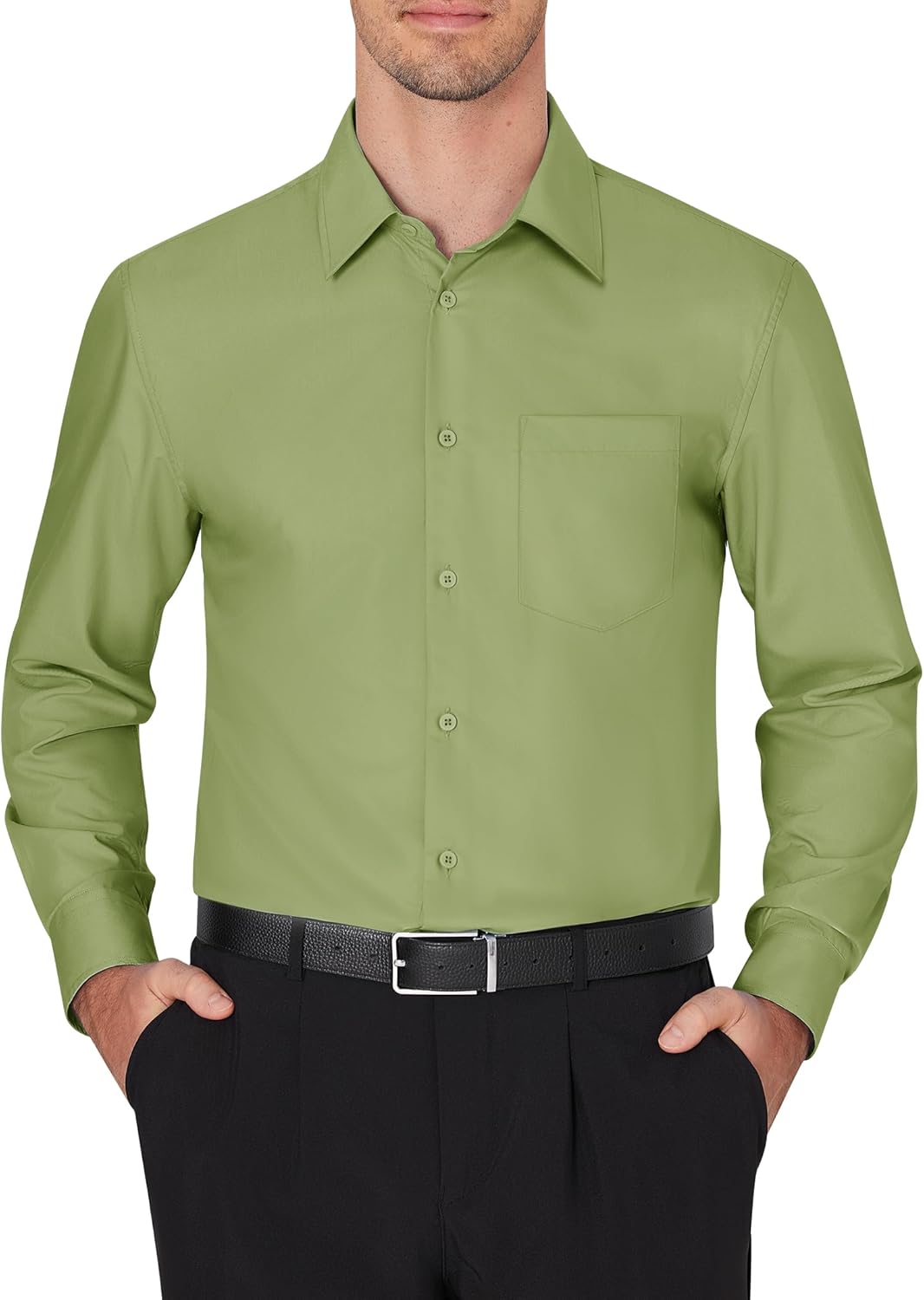 Men's Dress Shirts Wrinkle Free Long Sleeve Formal Shirt Solid Button Down Shirt - Picture 72 of 126