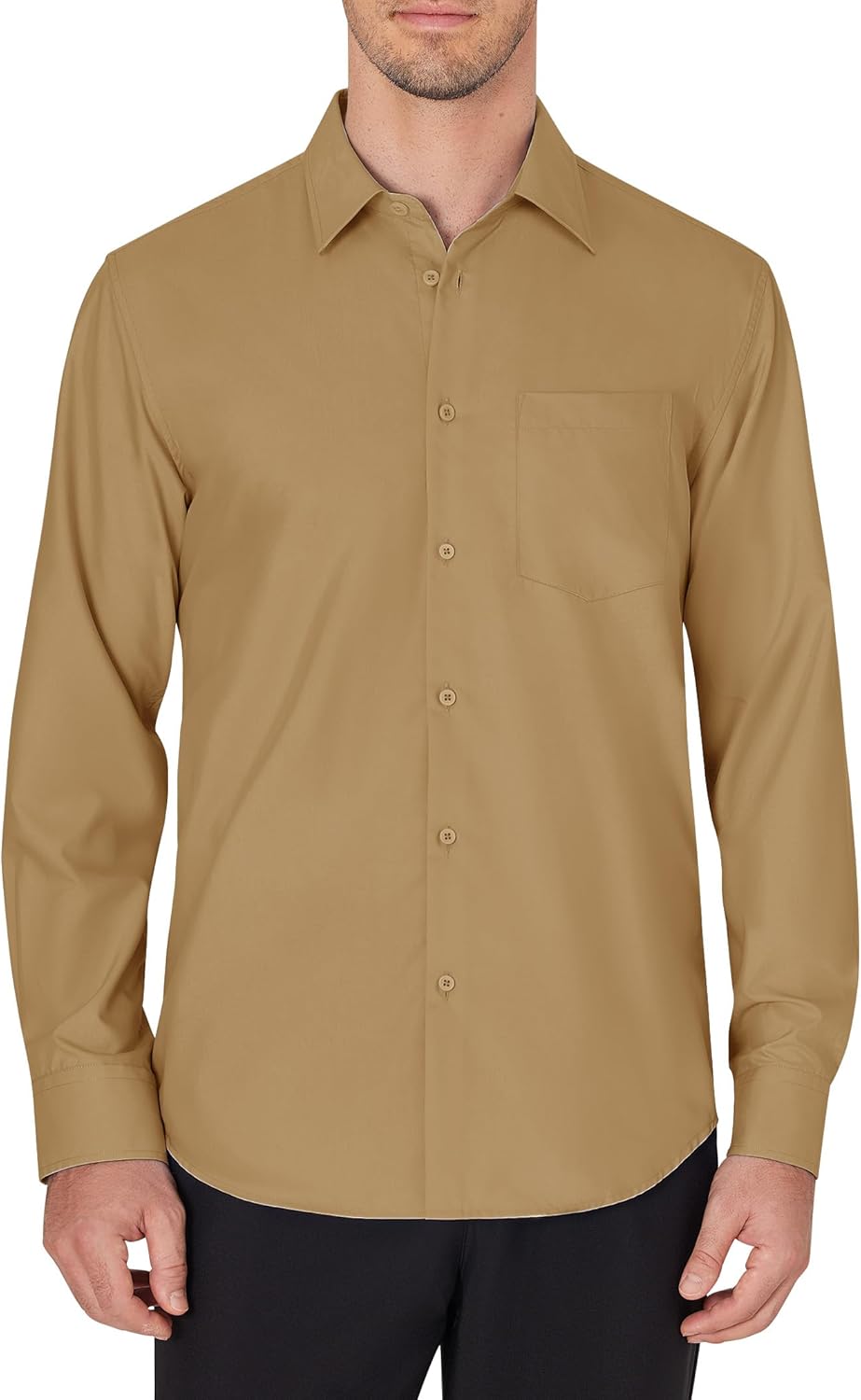 Men's Dress Shirts Wrinkle Free Long Sleeve Formal Shirt Solid Button Down Shirt - Picture 77 of 126