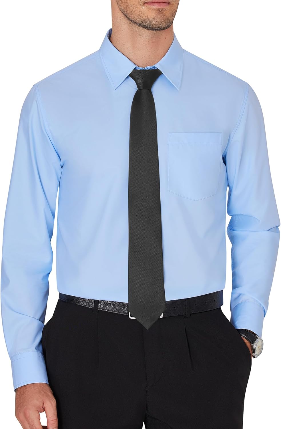 Men's Dress Shirts Wrinkle Free Long Sleeve Formal Shirt Solid Button Down Shirt - Picture 79 of 126