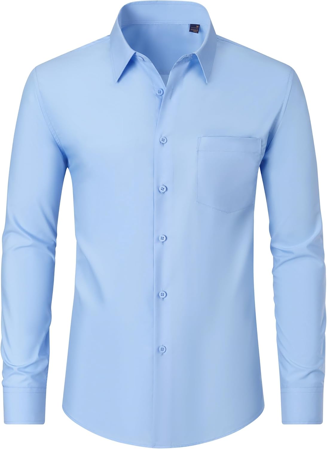Men's Dress Shirts Wrinkle Free Long Sleeve Formal Shirt Solid Button Down Shirt - Picture 81 of 126