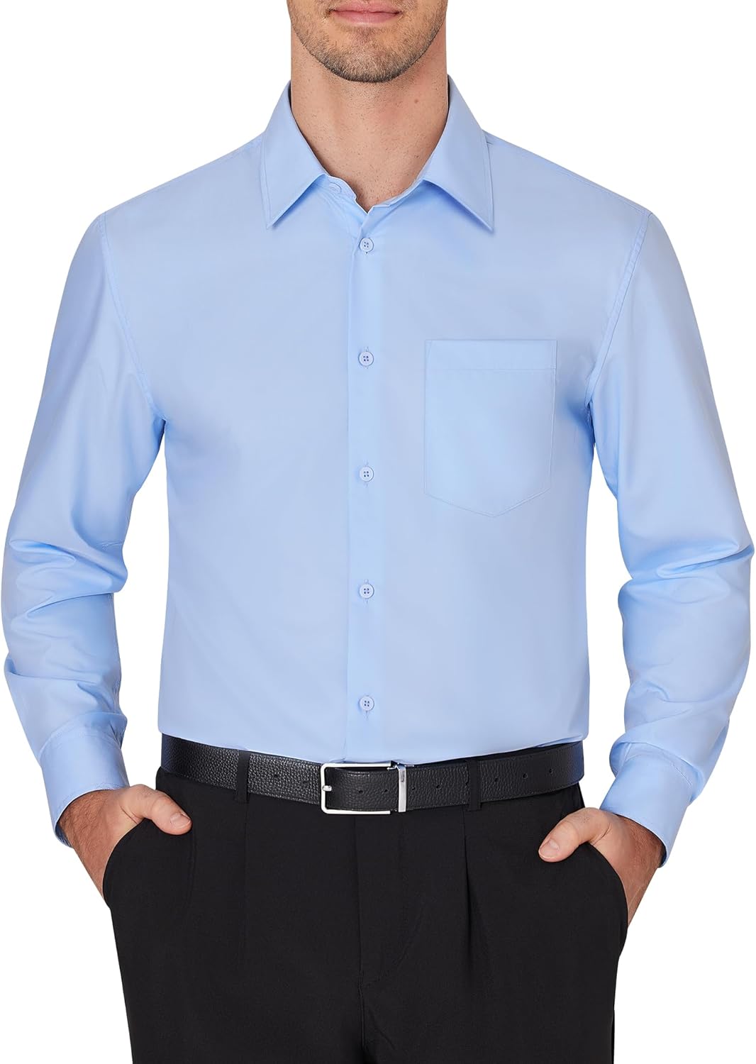 Men's Dress Shirts Wrinkle Free Long Sleeve Formal Shirt Solid Button Down Shirt - Picture 84 of 126