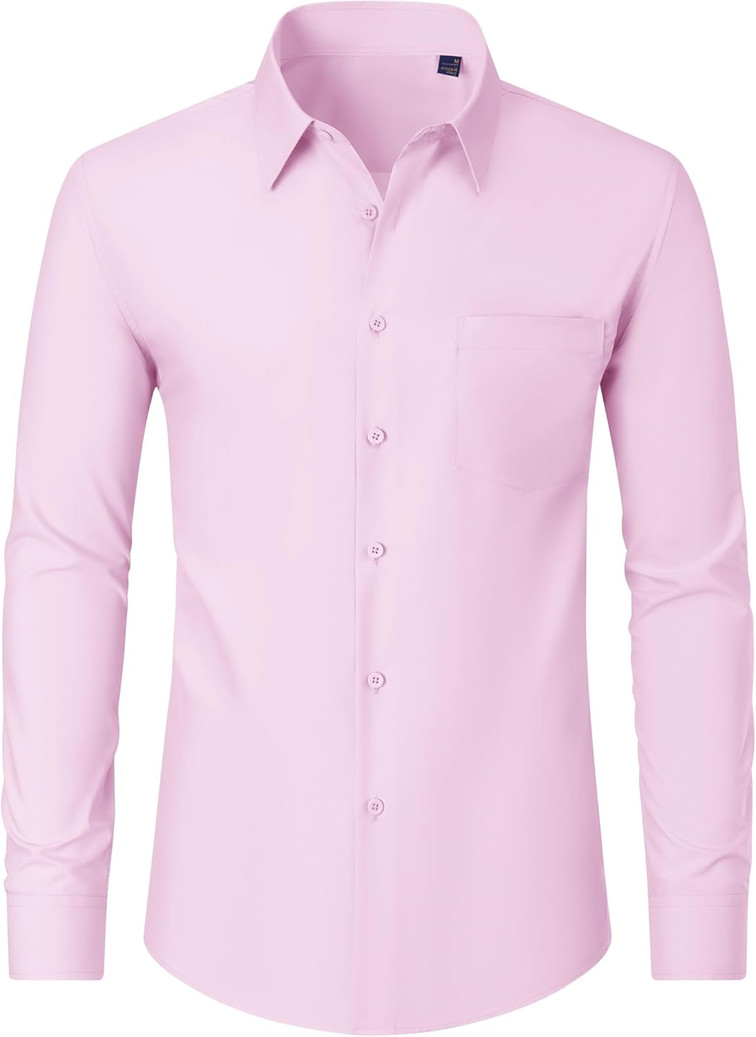 Men's Dress Shirts Wrinkle Free Long Sleeve Formal Shirt Solid Button Down Shirt - Picture 105 of 126