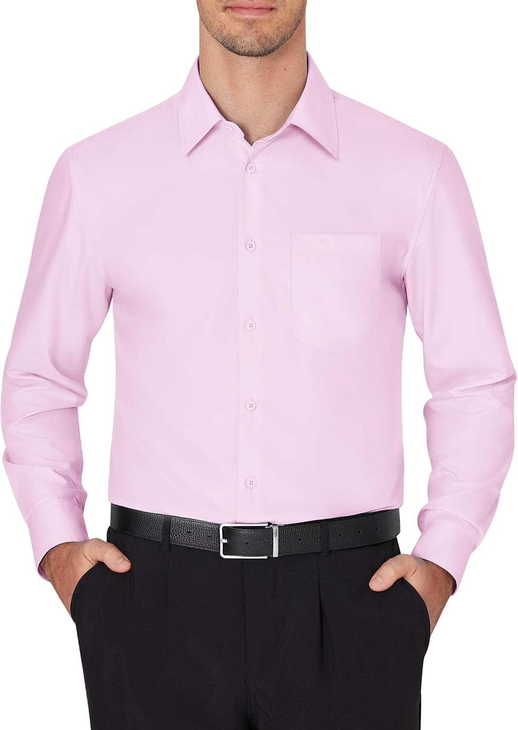 Men's Dress Shirts Wrinkle Free Long Sleeve Formal Shirt Solid Button Down Shirt - Picture 108 of 126