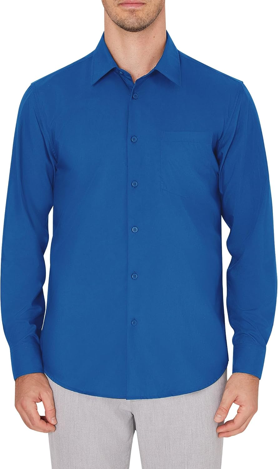 Men's Dress Shirts Wrinkle Free Long Sleeve Formal Shirt Solid Button Down Shirt - Picture 113 of 126