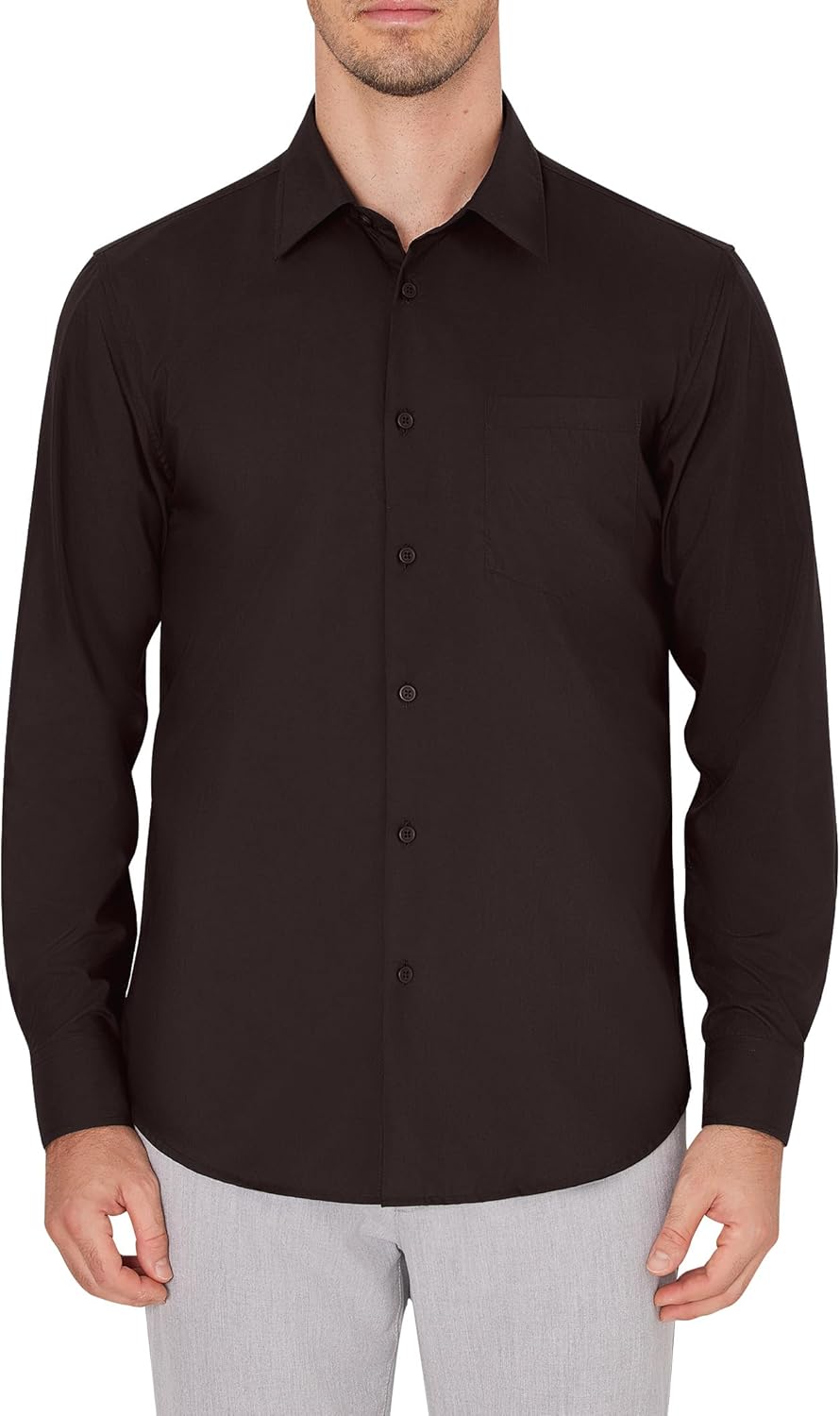 Men's Dress Shirts Wrinkle Free Long Sleeve Formal Shirt Solid Button Down Shirt - Picture 119 of 126