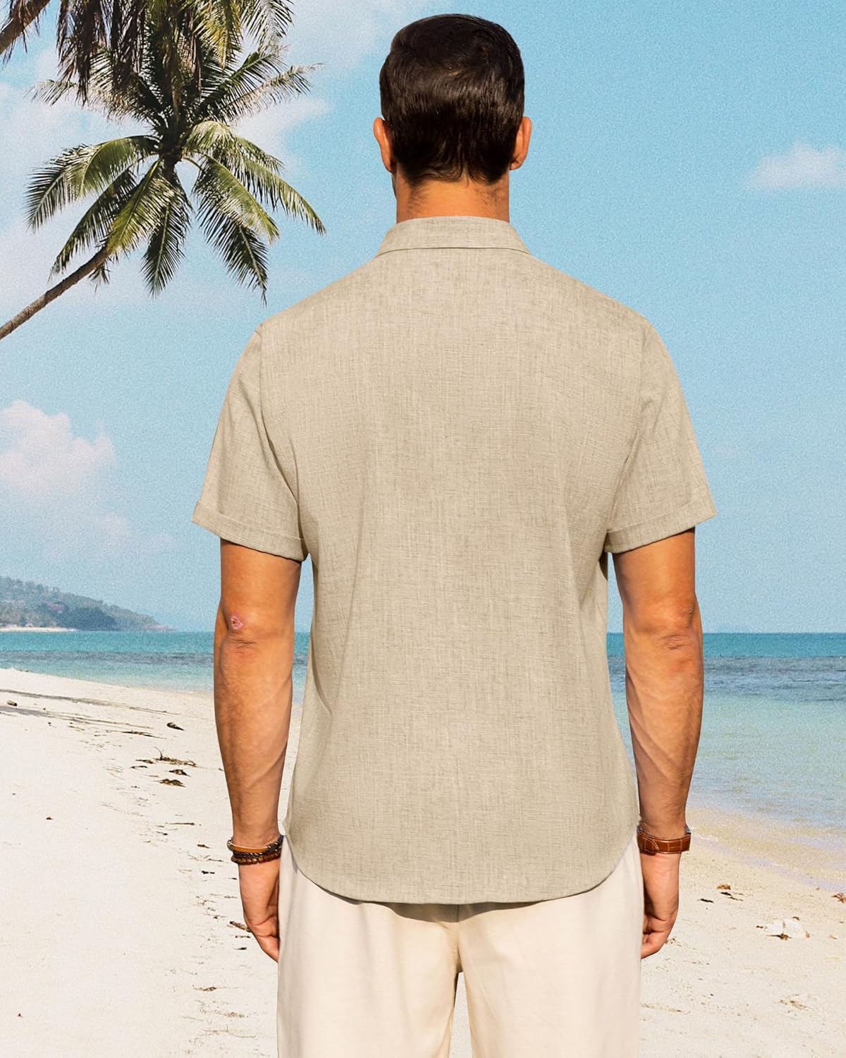 Men's Cotton Linen Short Sleeve Shirts Casual Button Down Shirt for Men Tops - Picture 53 of 124