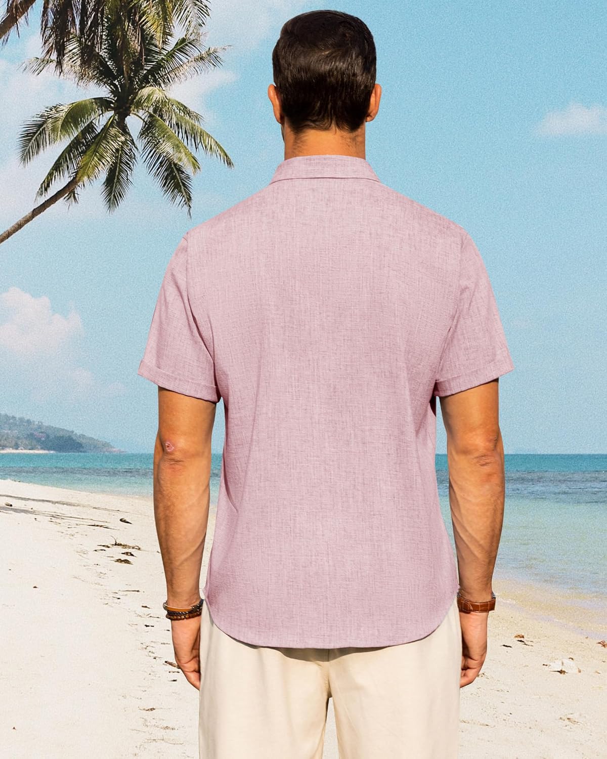 Men's Cotton Linen Short Sleeve Shirts Casual Button Down Shirt for Men Tops - Picture 63 of 124