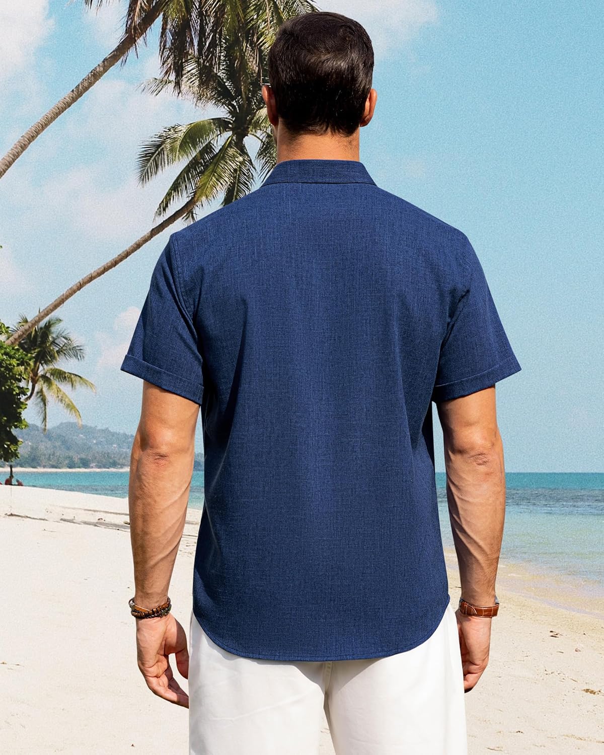 Men's Cotton Linen Short Sleeve Shirts Casual Button Down Shirt for Men Tops - Picture 68 of 124