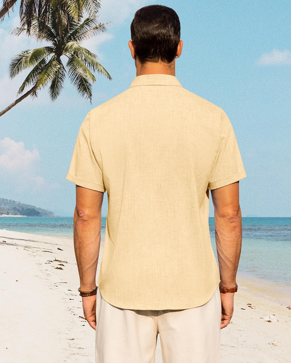 Men's Cotton Linen Short Sleeve Shirts Casual Button Down Shirt for Men Tops - Picture 73 of 124