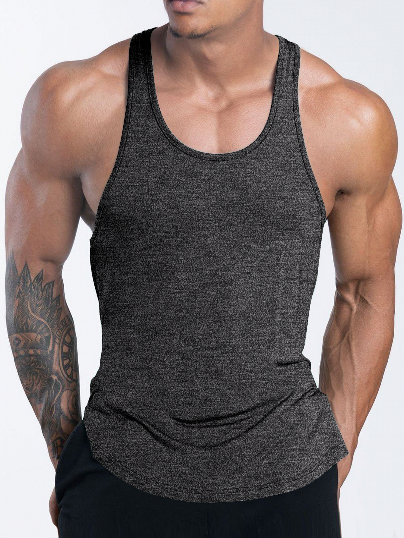 Men's Sports Fitness Vest Tank Tops Casual Running Basketball Quick Drying Vests - Picture 25 of 30