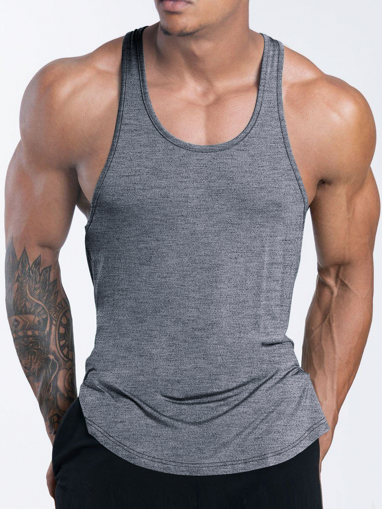 Men's Sports Fitness Vest Tank Tops Casual Running Basketball Quick Drying Vests - Picture 28 of 30