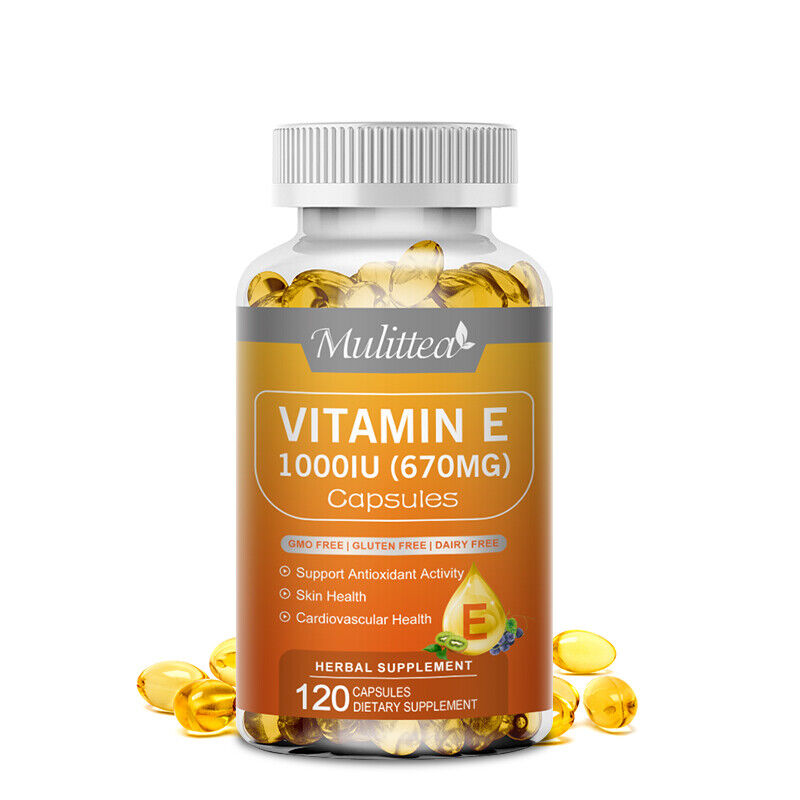 Vitamin E 1000IU 670MG Capsules(d-Alpha Tocopherol),Support Antioxidant & Immune